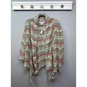 Jamie Nicole Collection Waterfall Open‎ Cardigan Womens Plus 3X Chevron NEW
